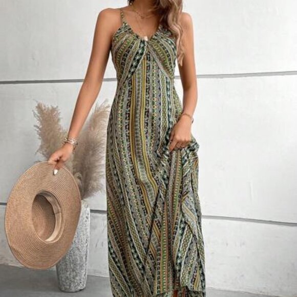 Boho dress,Split Thigh Cami Dress, Summer dress, Floral summer dress - Picture 3 of 5